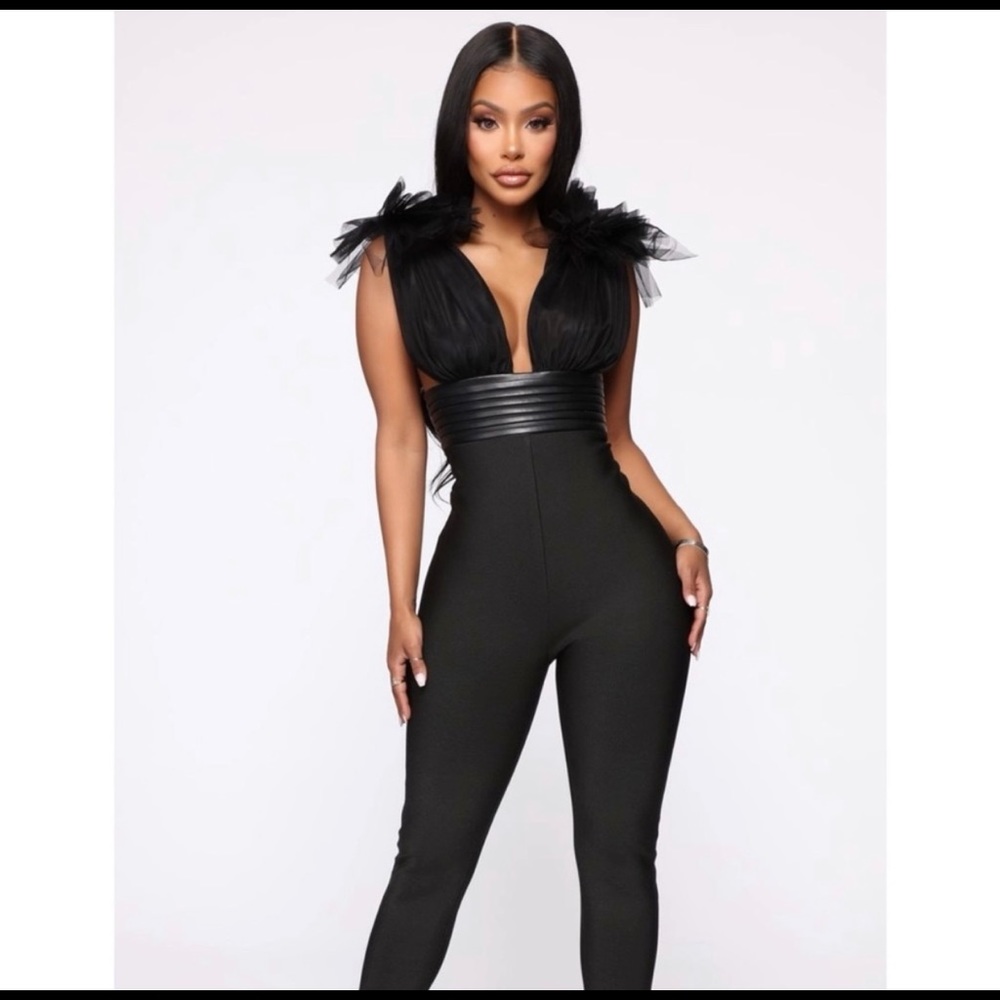 FN Black Editorial Bandage Jumpsuit